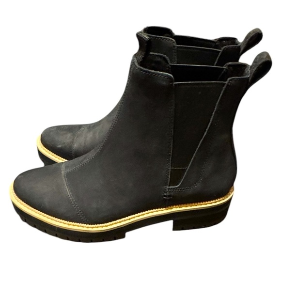 Toms Black Combat Moto Boots Sleek Design Size 8 Booties - Picture 1 of 8